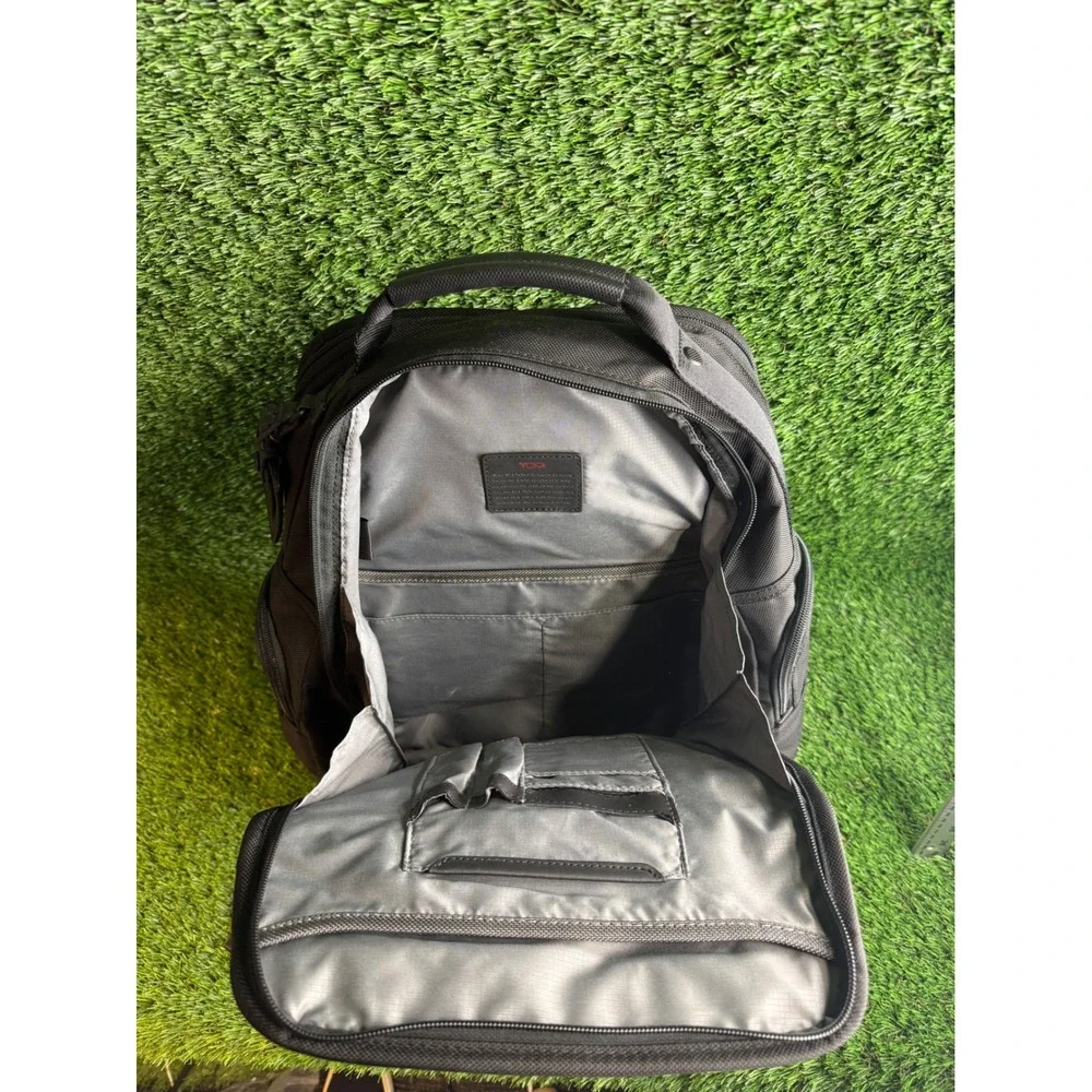 Tumi Alpha 3 Black Ballistic Nylon Leather Trim Backpack Mens Bag MSRP $695